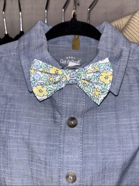 Cat & Jack Light Blue Chambray Onesie with Floral Bow